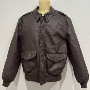 Vintage Cooper A-2 US Air Force Brown Leather Bomber Jacket 42R Aviator Pilot